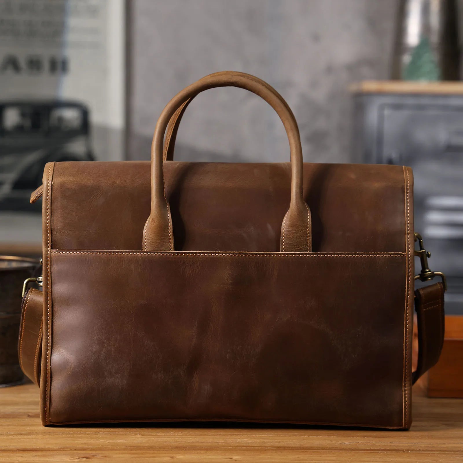 Maletín Cuero Genuino Hombre 14" - Vintage Crazy Horse