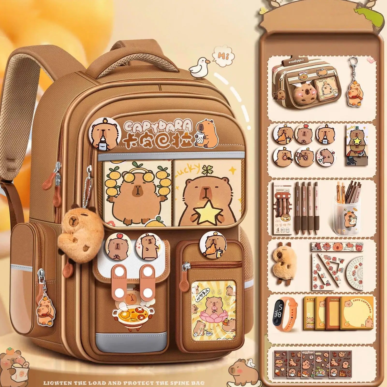 Mochila Capybara Escolar - Gran Capacidad 20-35L