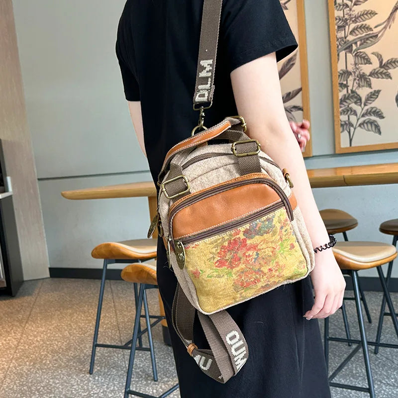 Mochila Mujer Ita Bag Luxury - Diseño Floral Lino